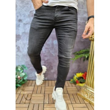 Blugi de bărbați, Negru deschis, skinny fit, elastici si conici - BG858