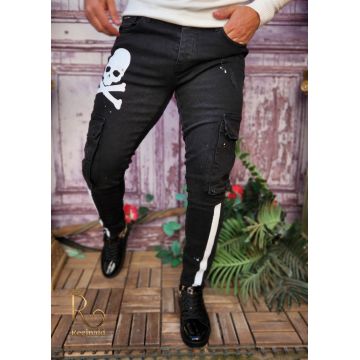 Blugi de bărbați, Slim Fit, Elastici si Conici, Negri cu buzunare - BG893