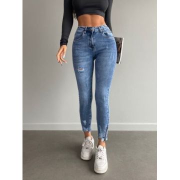 Blugi dama skinny cu fermuar la glezna