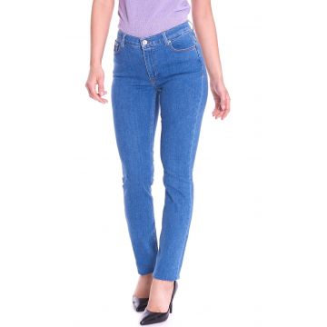 Blugi skinny cu talie inalta, albastru, dama, Trussardi