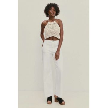 Answear Lab jeansi femei, culoarea alb