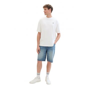 Bermude relaxed fit din denim cu aspect decolorat