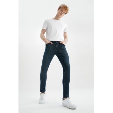 Blugi skinny cu aspect decolorat