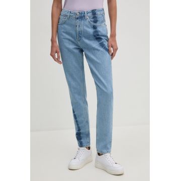 Pepe Jeans jeansi TAPERED JEANS HW TIE DYE femei high waist, PL204714