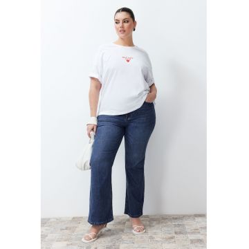 Blugi evazati plus size cu talie inalta