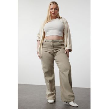 Blugi plus size cu talie inalta