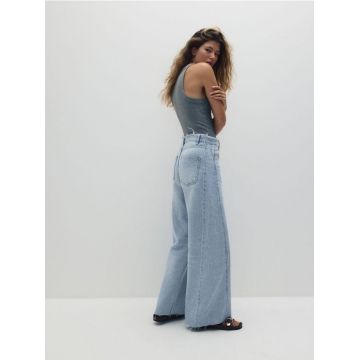 Reserved - Blugi wide leg - albastru