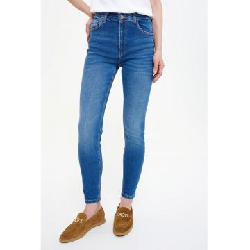 Blugi skinny cu talie inalta