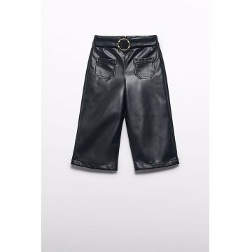 Pantaloni de piele ecologica cu croiala ampla