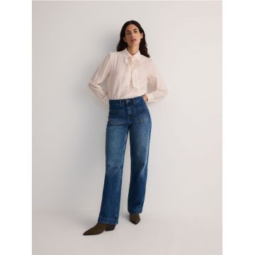 Reserved - Blugi straight, cu buzunare - indigo jeans