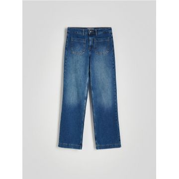 Reserved - Blugi straight, cu buzunare - indigo jeans