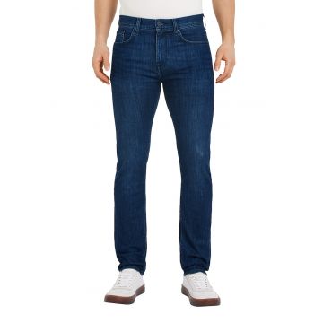 Blugi slim fit cu talie medie si model uni