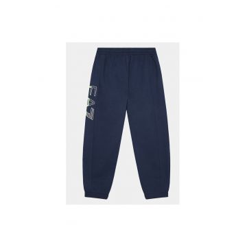 Pantaloni de trening copii - EA7 Emporio Armani - Bumbac - Albastru marin