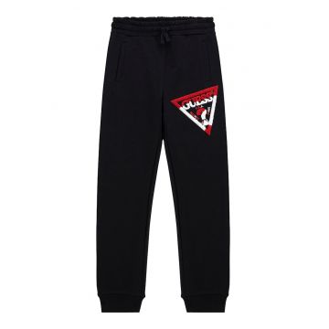 Pantaloni de trening cu logo texturat - de bumbac