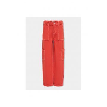 Pantaloni fete - 303522278 - Rosu - Bumbac