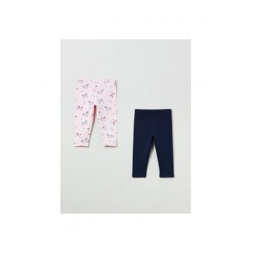 Set 2 perechi pantaloni copii - 35946 - Roz/Bleumarin - Bumbac