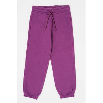 Pantaloni de trening din amestec de bumbac cu model uni