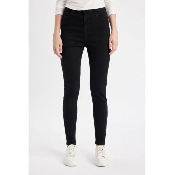 Blugi skinny-fit cu talie inalta