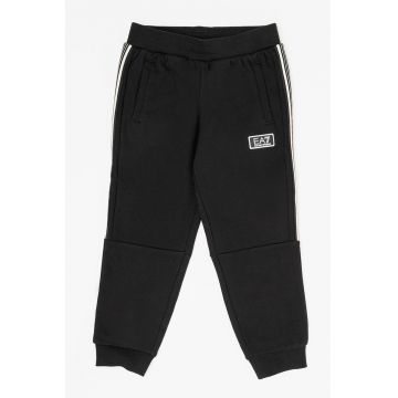 Pantaloni de trening din amestec de bumbac cu benzi laterale contrastante