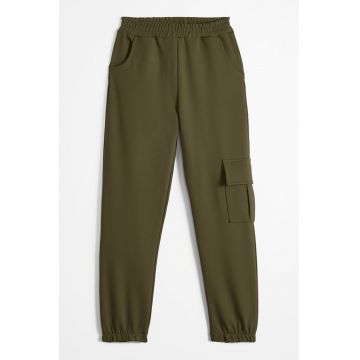 Pantaloni de trening din amestec de bumbac cu talie elastica