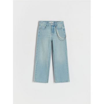 Reserved - GIRLS` JEANS TROUSERS & CHAIN - albastru