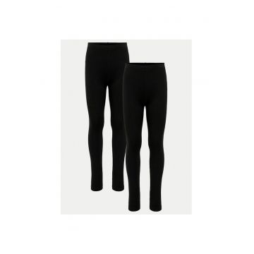 Set 2 perechi leggings 15333816 Negru Slim Fit - Bumbac