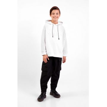 Pantaloni cargo realxed fit cu croiala conica si snur