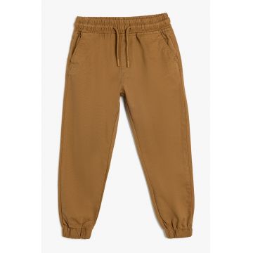 Pantaloni de bumbac cu snur in talie