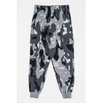 Pantaloni de trening cargo cu model camuflaj