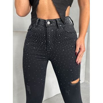 Blugi dama skinny cu strasuri