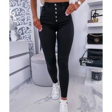 Blugi skinny elastici cu nasturi și croială slim