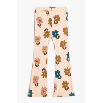 Colanti cu croiala bootcut si imprimeu floral