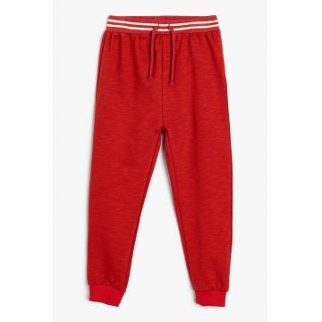 Pantaloni de trening din bumbac cu snur de ajustare in talie