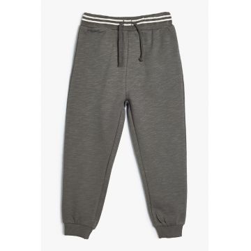 Pantaloni de trening din bumbac cu snur de ajustare in talie