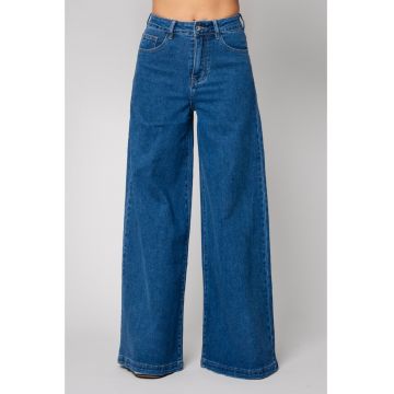 Blugi elastici largi din denim Blue 14574