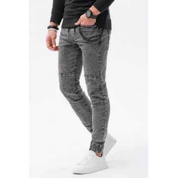 Blugi jogger slim fit cu aspect decolorat