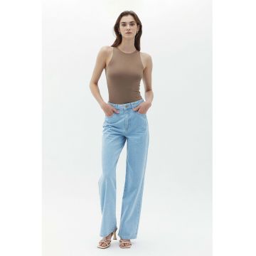 Blugi relaxed fit cu talie inalta