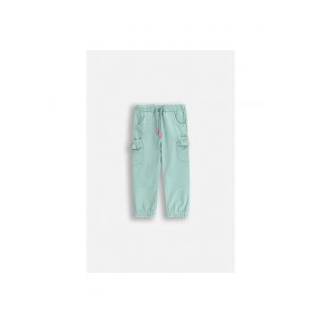 Pantalon sport cargo cu talie ajustabila - Verde menta