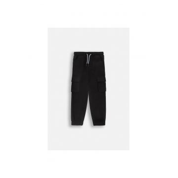 Pantaloni cargo cu talie ajustabila - Negru