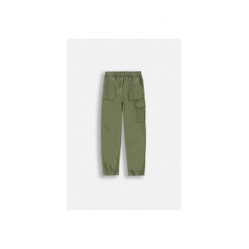 Pantaloni cargo cu terminatii elastice - Verde militar -