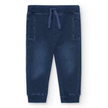 Pantaloni de denim sintetic cu snur