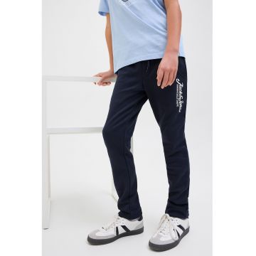 Pantaloni de trening slim fit cu logo si snur