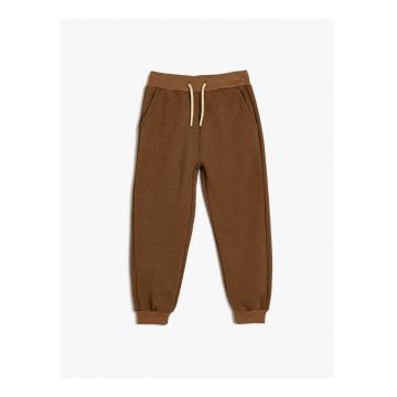 Pantaloni de trening uni cu snur in talie