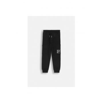 Pantaloni sport cu snur in talie - Negru