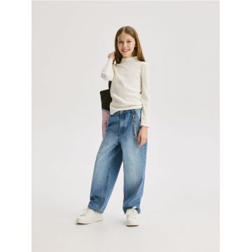 Reserved - GIRLS` JEANS TROUSERS & CHAIN - albastru