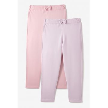 Set de pantaloni din bumbac cu detaliu funda - 2 Perechi