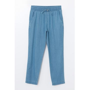 Pantaloni din material chambray cu snur de ajustare