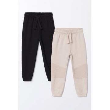 Set de pantaloni de trening din amestec de bumbac cu model uni - 2 piese