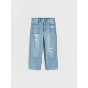 Reserved - Pantaloni straight clasici din denim - albastru