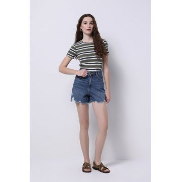 Blugi scurti din denim cu talie inalta Blugi scurti din denim cu talie inalta